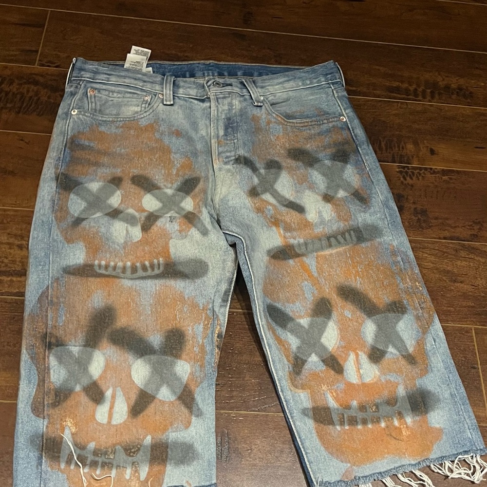 Levi's Blue and Orange Graphic Jean Shorts
